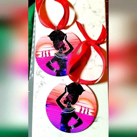 *HAPPY HOLIDAYS* New (Set of 2) Ornaments/Bag Tags/Keychains! Hand-painted Wood - Picture 2 of 7